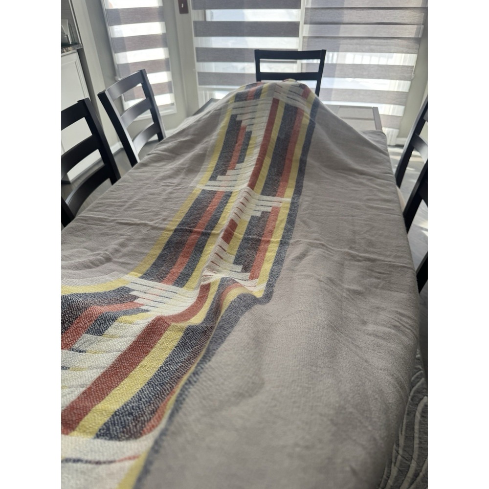 West Elm Double Reversible Aztec Wool‎ Gray Blanket   NWOT